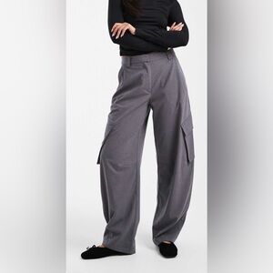 Bershka Women's Wide Leg Gray Pants